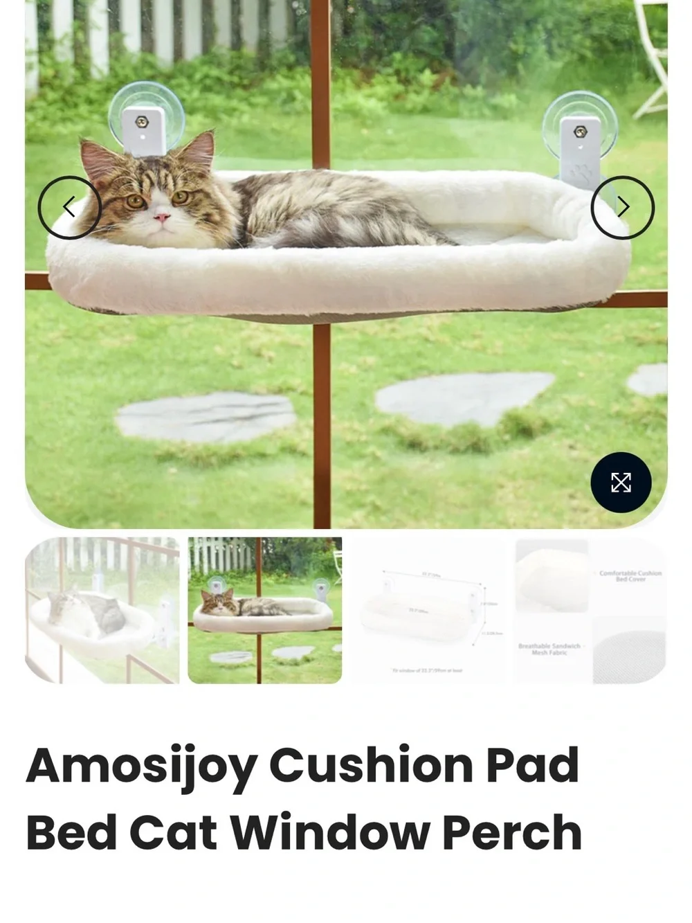 Window-Mounted Cat Hammock Bed - White